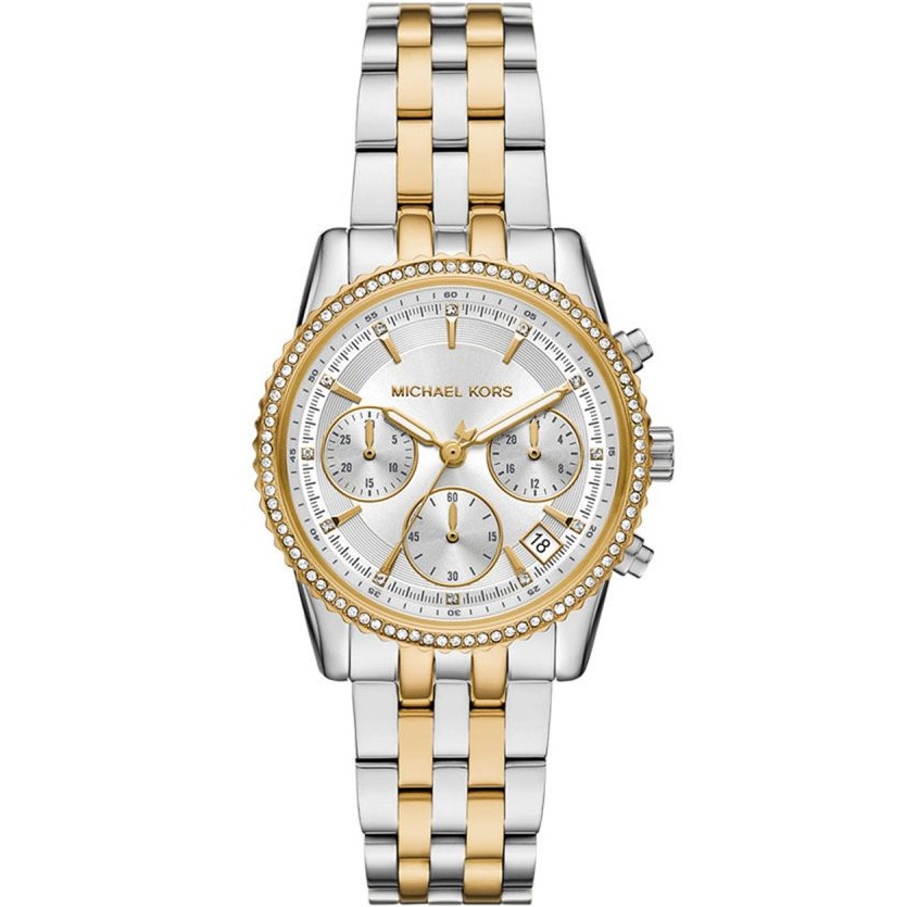 MICHAEL KORS Ritz Silver Dial With Crystals Chronograph 35mm Two-Tone Gold Stainless Steel Bracelet MK7532 - 