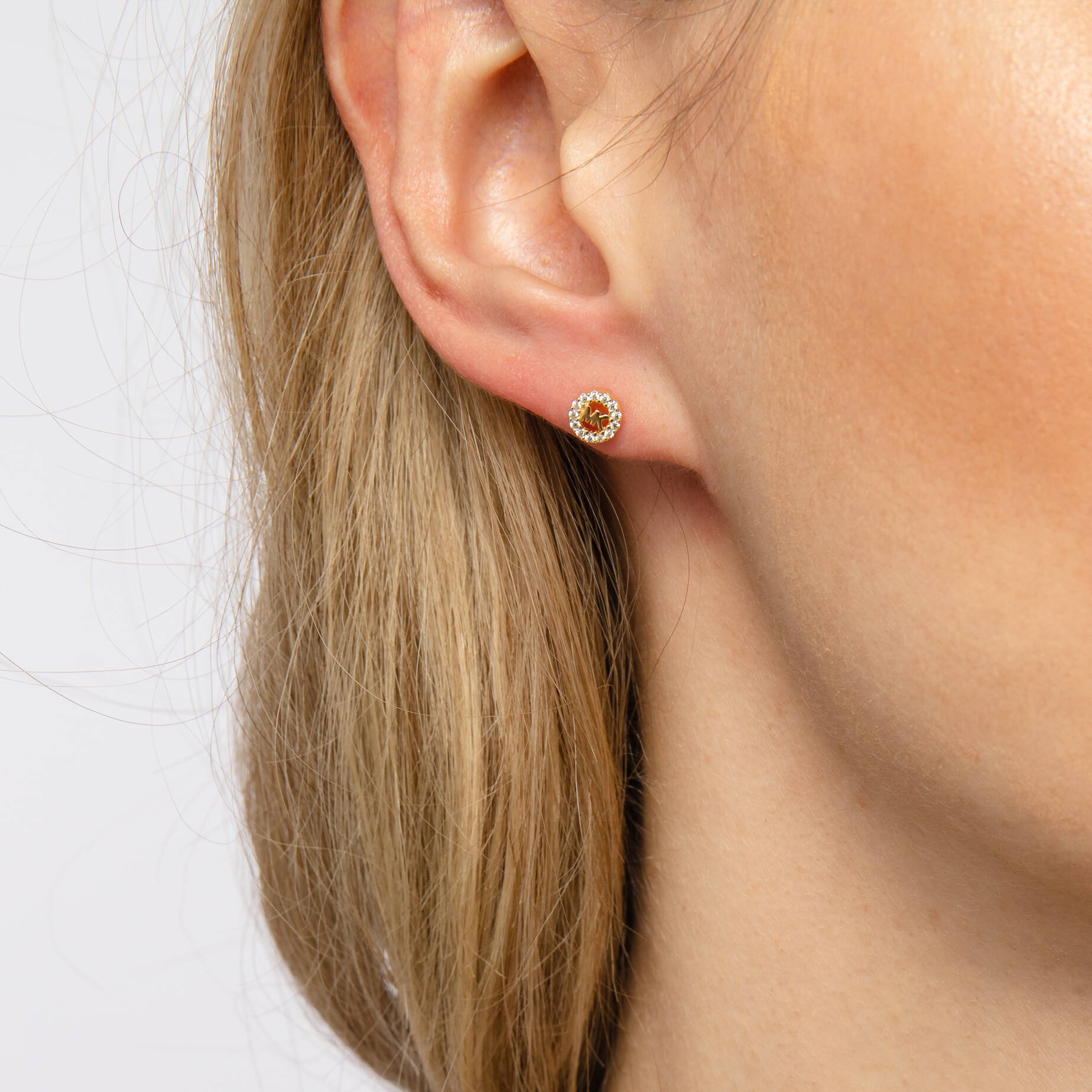 MICHAEL KORS Lock Stud Earrings Gold Sterling Silver MKC1033AN710 - 