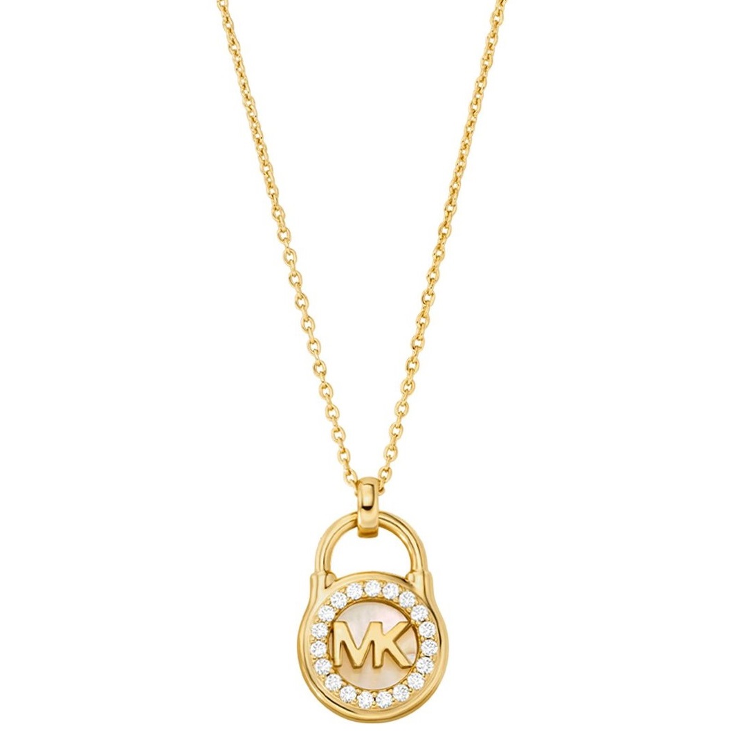 MICHAEL KORS Lock Stud Necklace Gold Sterling Silver MKC1562AH710 - 