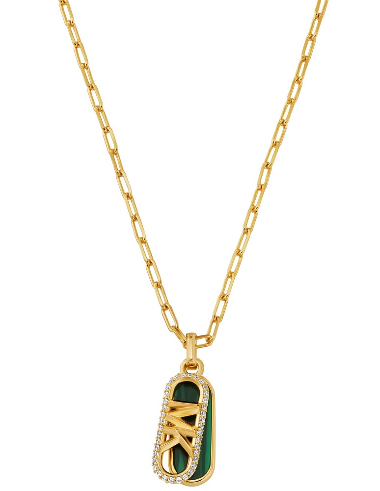 MICHAEL KORS MK Statement Link Necklace Gold Plated with Malachite Acetate and Cubic Zirconia MKJ8274MC710 - 