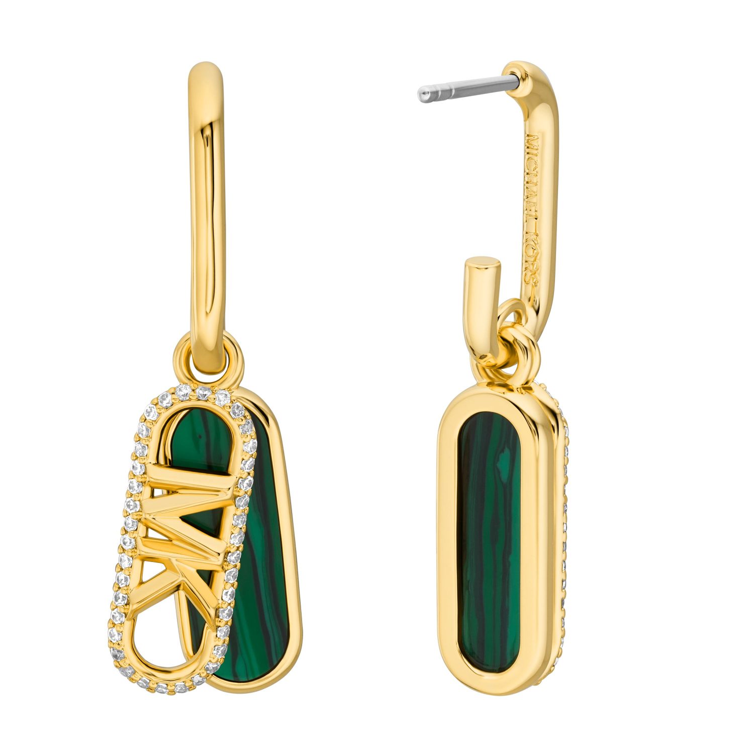MICHAEL KORS MK Statement Link Earrings Gold Plated with Malachite Acetate and Cubic Zirconia MKJ8293MC710 - 