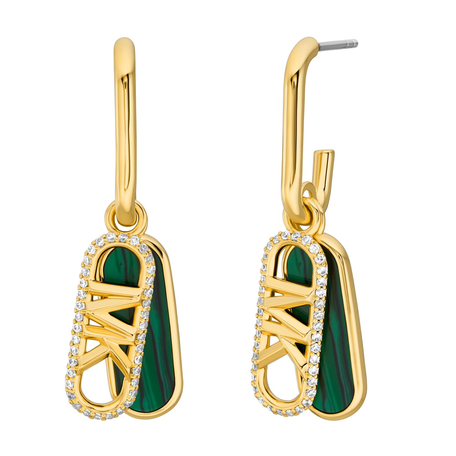 MICHAEL KORS MK Statement Link Earrings Gold Plated with Malachite Acetate and Cubic Zirconia MKJ8293MC710 - 