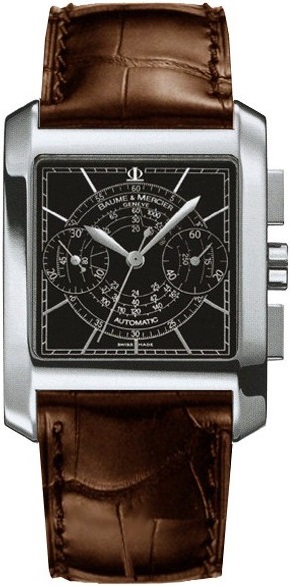 BAUME & MERCIER Hampton Chronograph 33 x 34mm Silver Stainless Steel Brown Leather Strap MOA08608 - 