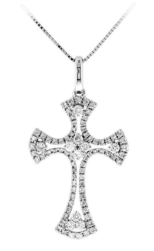 CROSS with Chain SENZIO Collection K18 White Gold with Brilliant Diamonds MP8346C - 