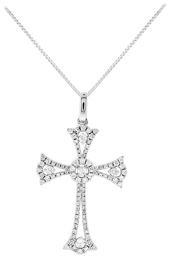 CROSS with Chain SENZIO Collection K18 White Gold with Brilliant Diamonds MP8347C - 