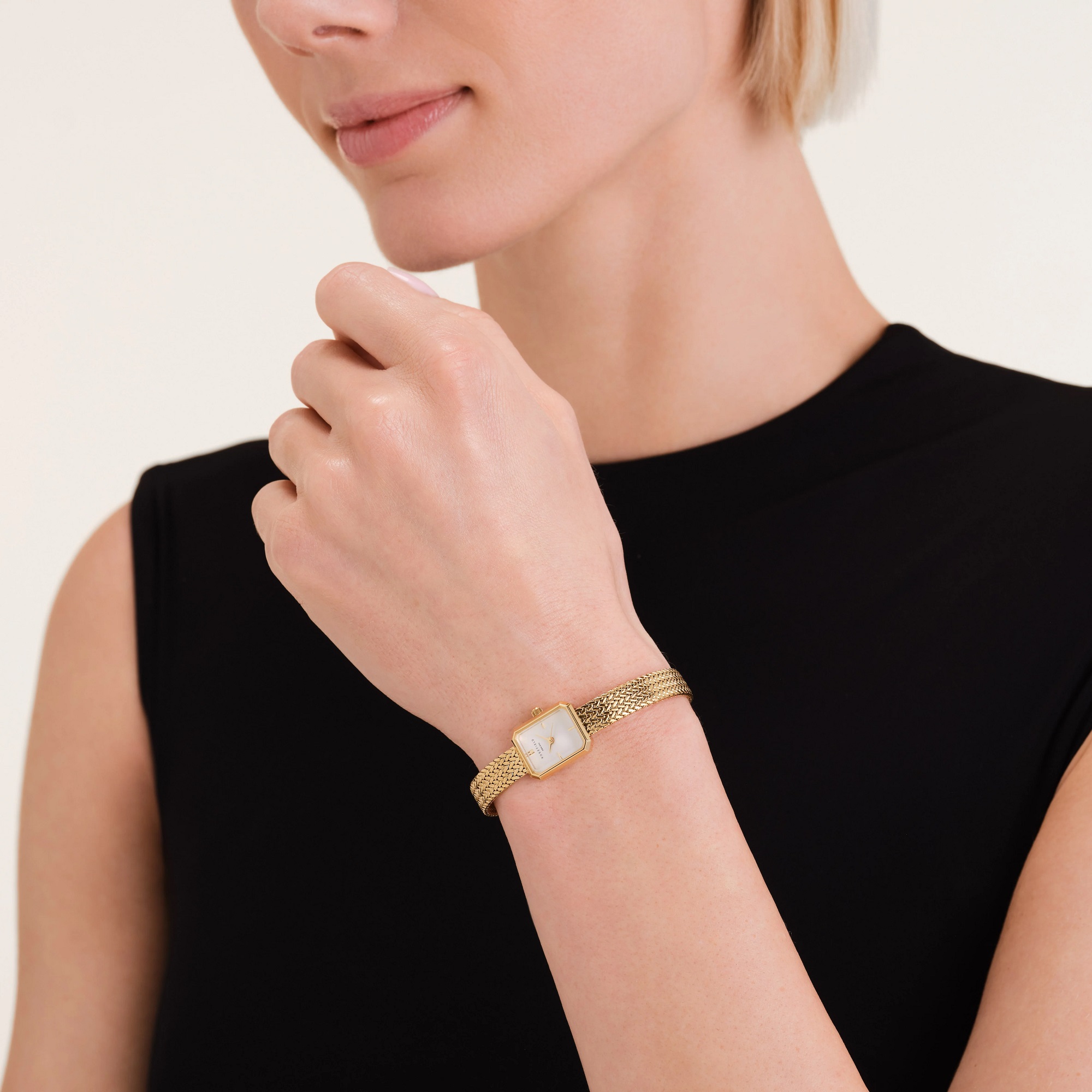 ROSEFIELD Mini Octagon White Dial 15x18.5mm Gold-Plated Stainless Steel Mesh Bracelet MWGMG-M01 - 3