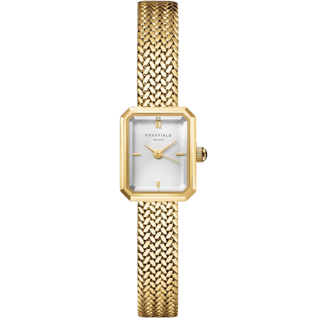 ROSEFIELD Mini Octagon White Dial 15x18.5mm Gold-Plated Stainless Steel Mesh Bracelet MWGMG-M01 - 