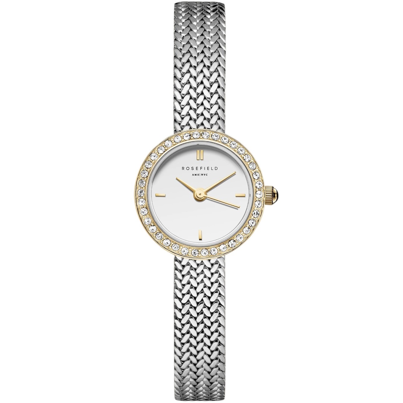 ROSEFIELD Mini Small Edit White Dial 20mm Duotone Stainless Steel Mesh Bracelet MWSMG-M06 - 