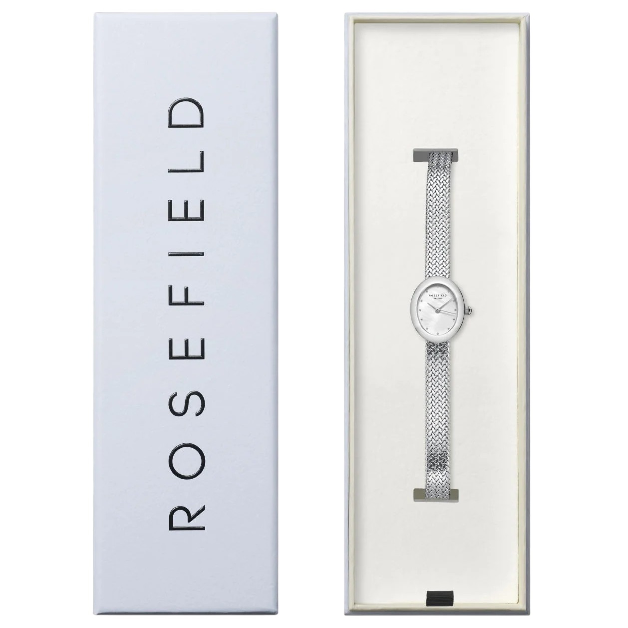 ROSEFIELD Mini Oval White Mother of Pearl Dial 18x22mm Stainless Steel Mesh Bracelet MWSMS-M05 - 4