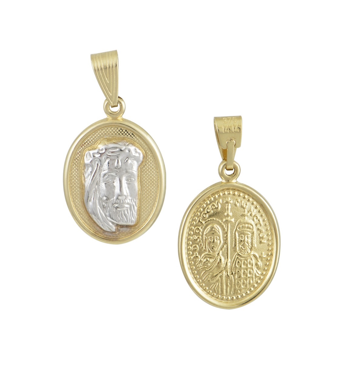 ΜΕΝΤΑΓΙΟΝ Χριστός Διπλής Όψης BabyJewels K9 Κίτρινο και Λευκό Χρυσό N002.2YW.K9 - 1