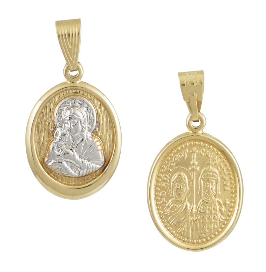 ΠΑΝΑΓΙΤΣΑ Διπλής Όψης BabyJewels K9 Κίτρινο & Λευκό Χρυσό N002.4YW.K9 - 1