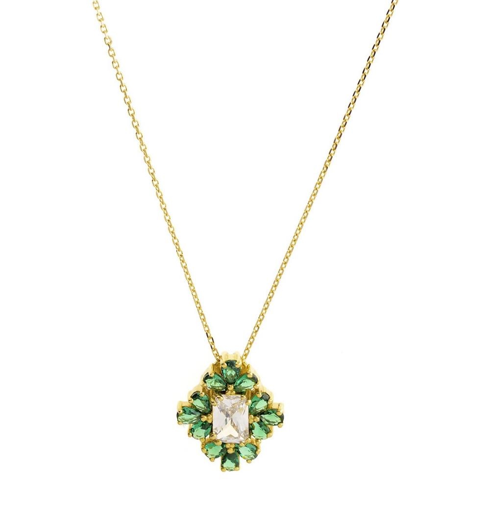 ΚΟΛΙΕ SENZIO Collection Κίτρινο Χρυσό 14K με Πέτρες Ζιργκόν N0054 - 1