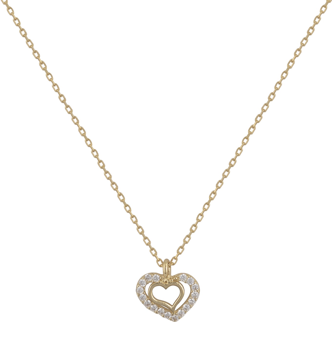 NECKLACE Heart SENZIO Collecion K9 Yellow Gold with Zircon Stones N770Y.K9 - 