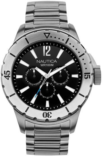 NAUTICA NSR 05 Multifunction 45mm Silver Stainless Steel Bracelet A19569G - 