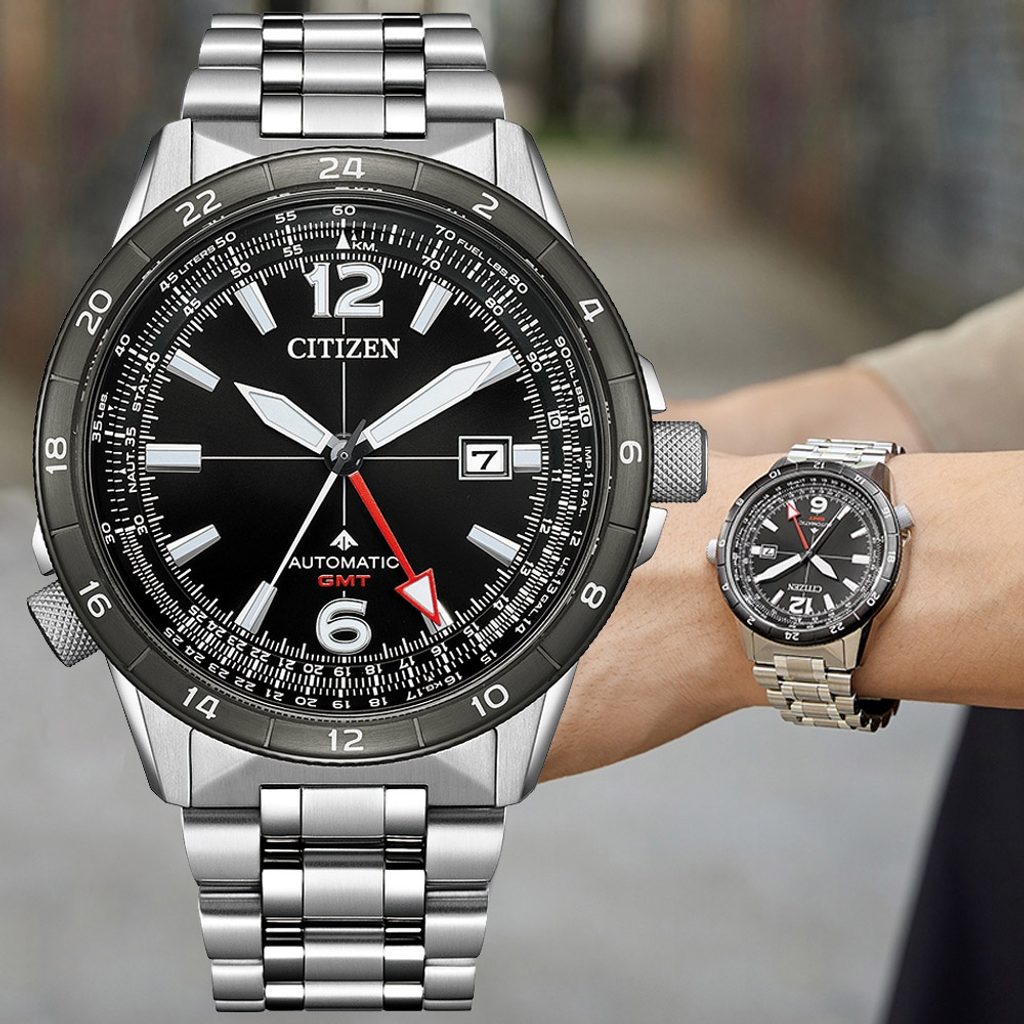 CITIZEN Promaster Air GMT Pilot’s Watch Automatic Black Dial 44.5mm Silver Stainless Steel Bracelet NB6046-59E - 5