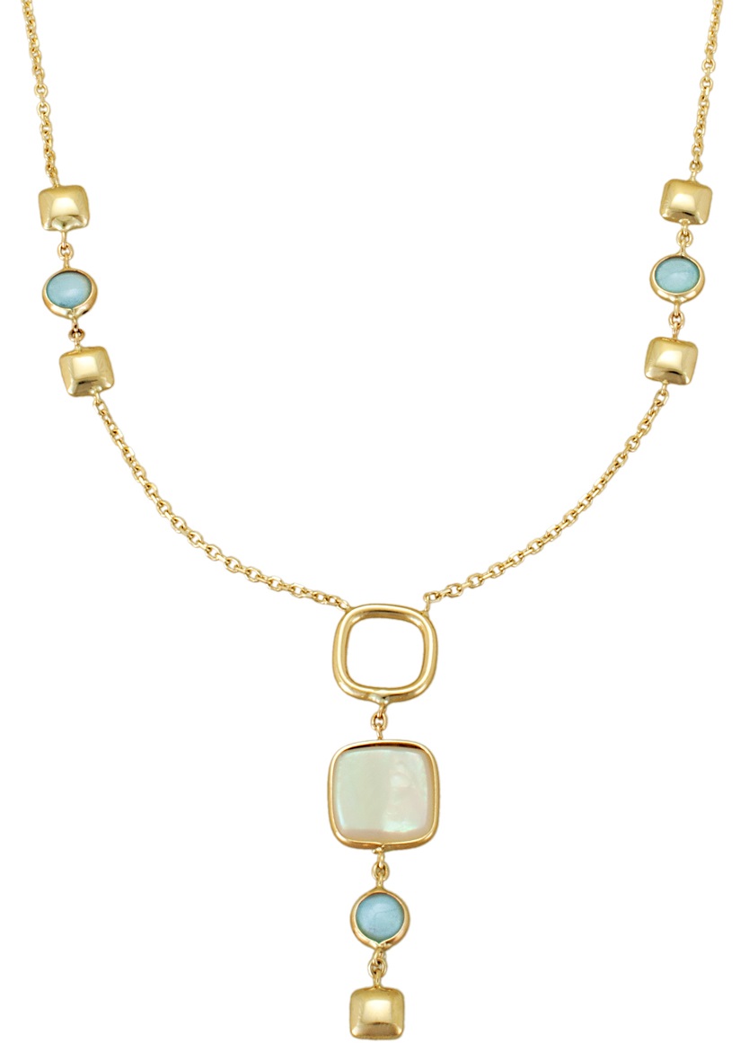 ΚΟΛΙΕ SENZIO Collection Κίτρινο Χρυσό 14Κ με Φίλντισι και Μπλε Χαλαζία NE.OR56 - 