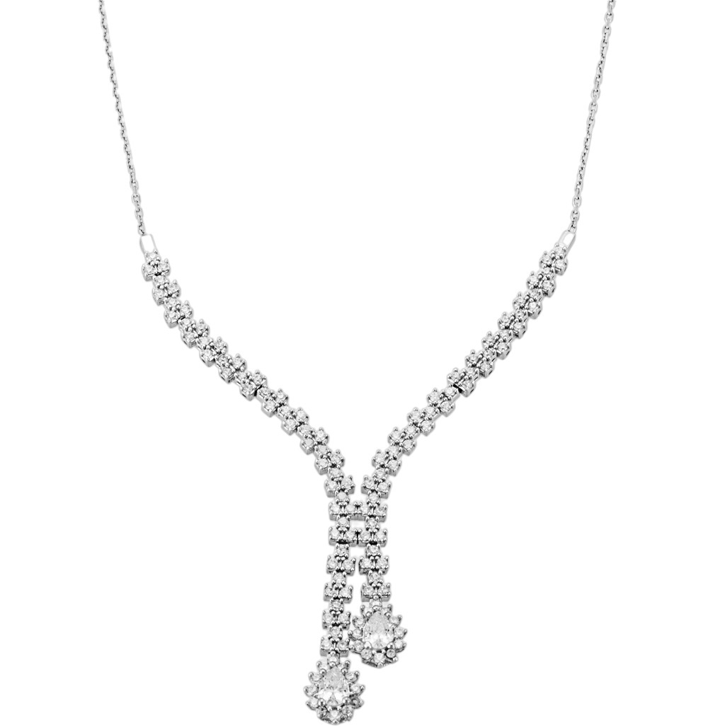 ΚΟΛΙΕ SENZIO Collection σε Λευκό Χρυσό Κ14 με Ζιργκόν NE.ZT847 - 