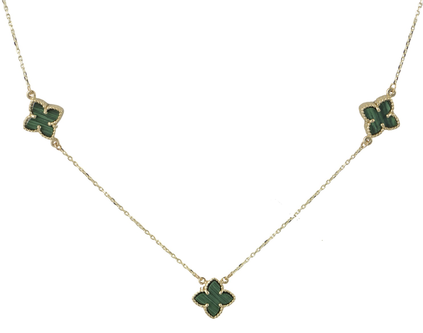 ΚΟΛΙΕ SENZIO Collection Κίτρινο Χρυσό Κ9 με Μαλαχίτη NE065Y.K9 - 