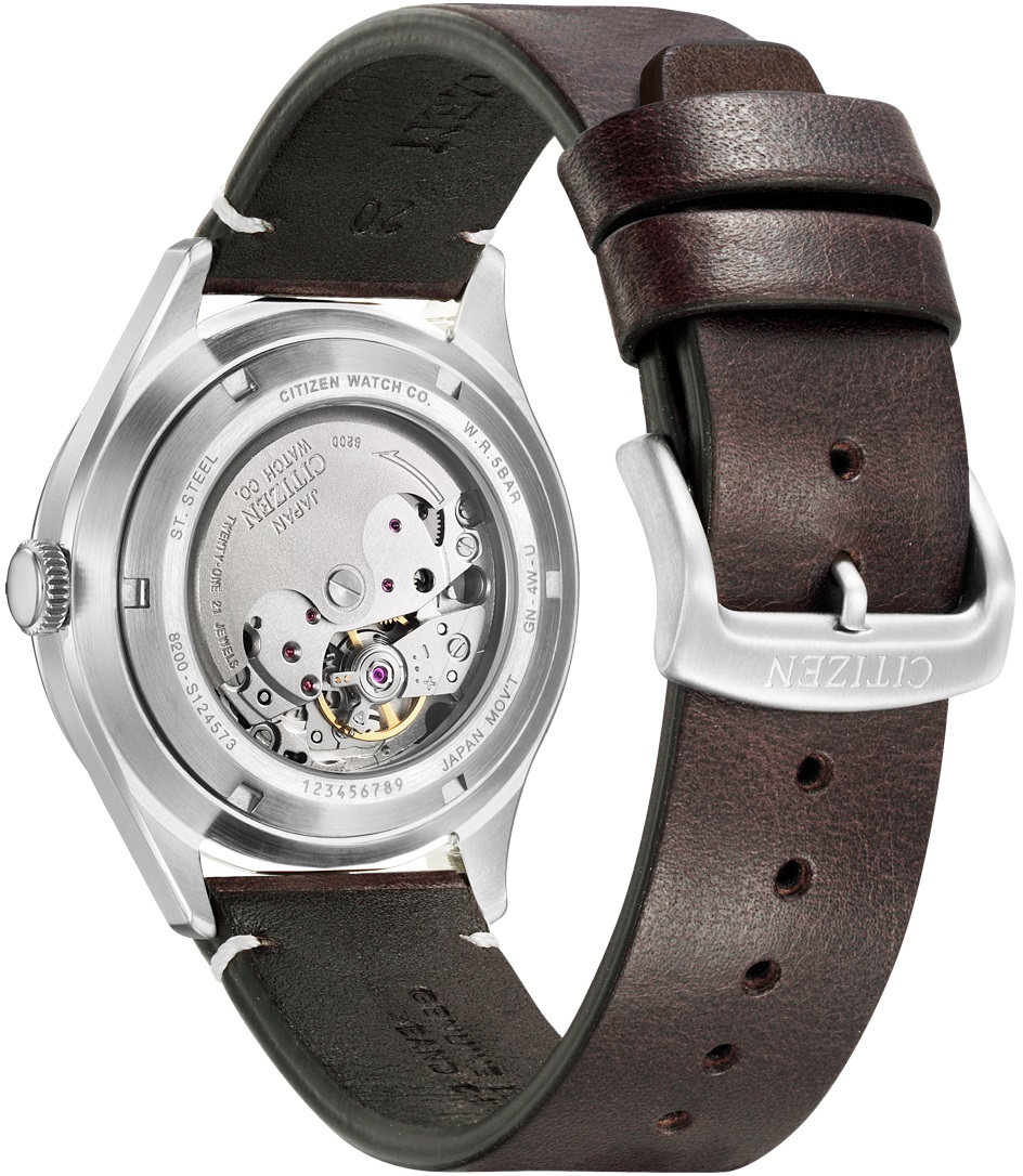 CITIZEN Crystal Seven Automatic Green Dial 40.2mm Silver Stainless Steel Brown Leather Strap NH8390-03X - 4