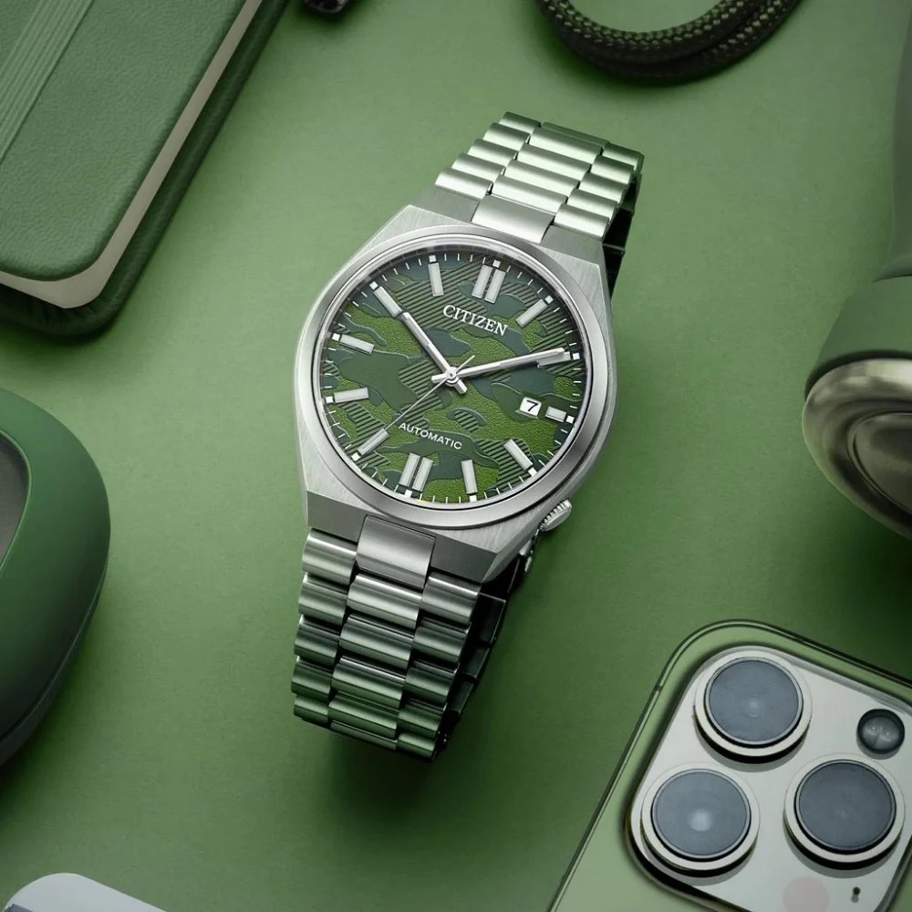 CITIZEN Tsuyosa Collection Automatic Green Camo Dial 40mm Silver Stainless Steel Bracelet NJ0159-86X - 5