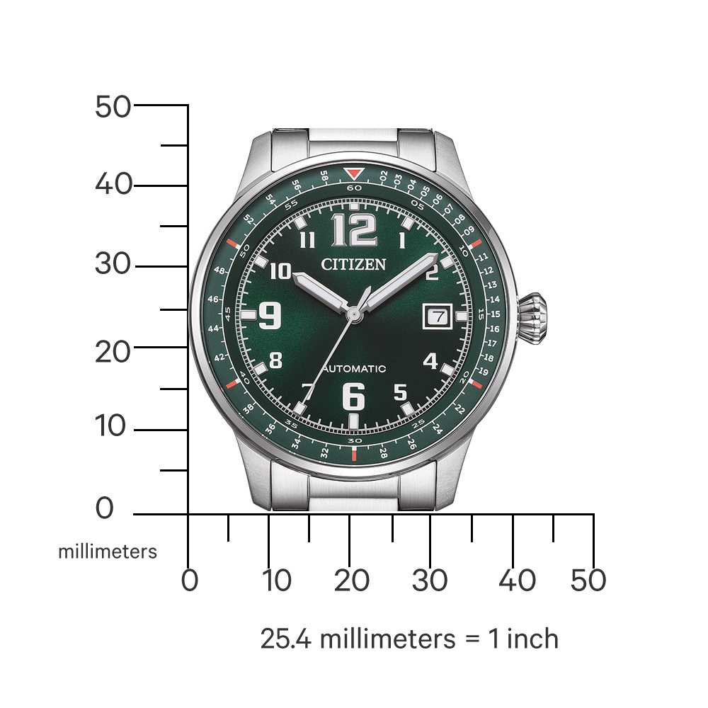 CITIZEN Urban Military Automatic Green Dial 40mm Silver Stainless Steel Bracelet NJ0190-51X - 4