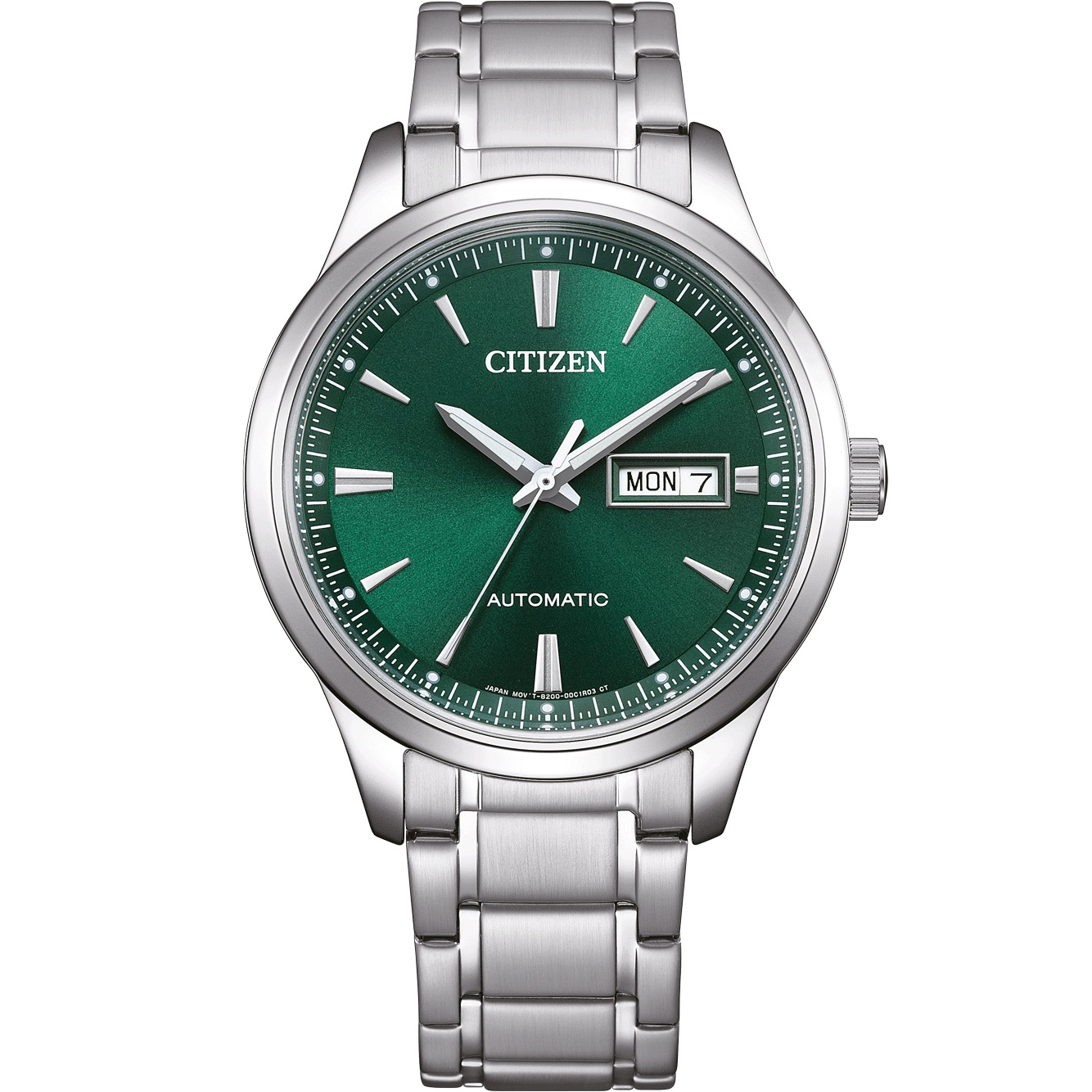 CITIZEN Classic Day Date Automatic Green Dial 40mm Silver Stainless Steel Bracelet NY4058-79XE - 