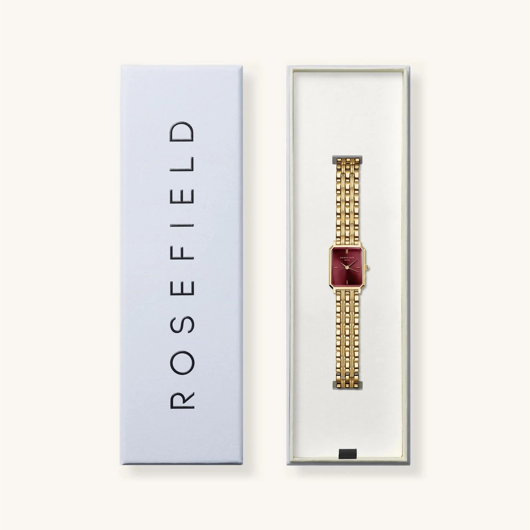 ROSEFIELD The Octagon XS Burgundy Sunray 19.5x24mm Gold Stainless Steel Bracelet OBGSG-O83 - 4