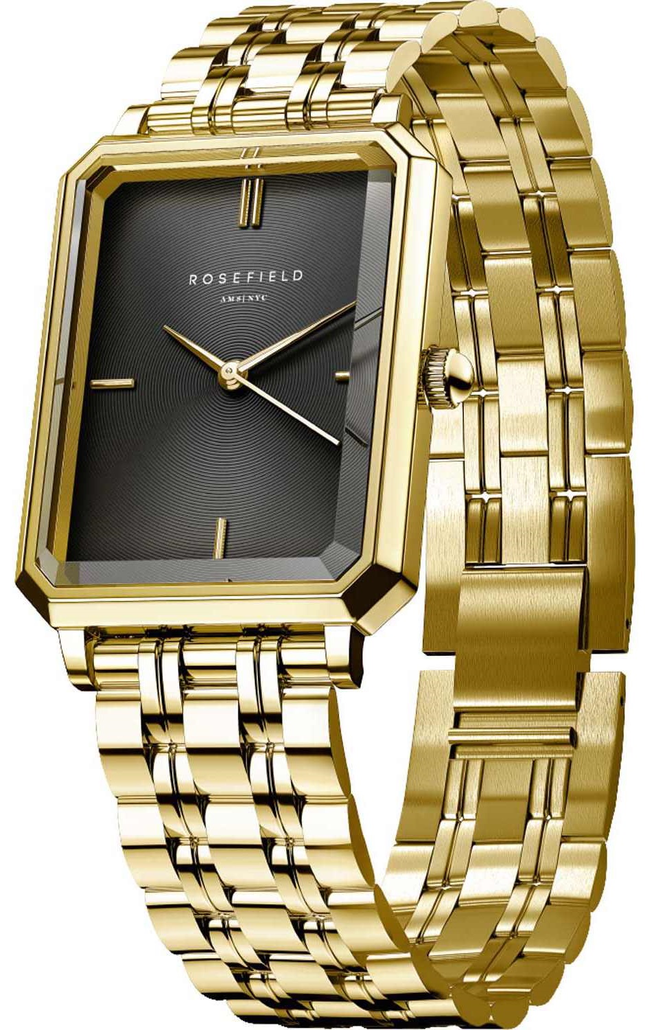 ROSEFIELD The Octagon XS Black Dial 24mm Gold Stainless Steel Bracelet OBGSG-O61 - 