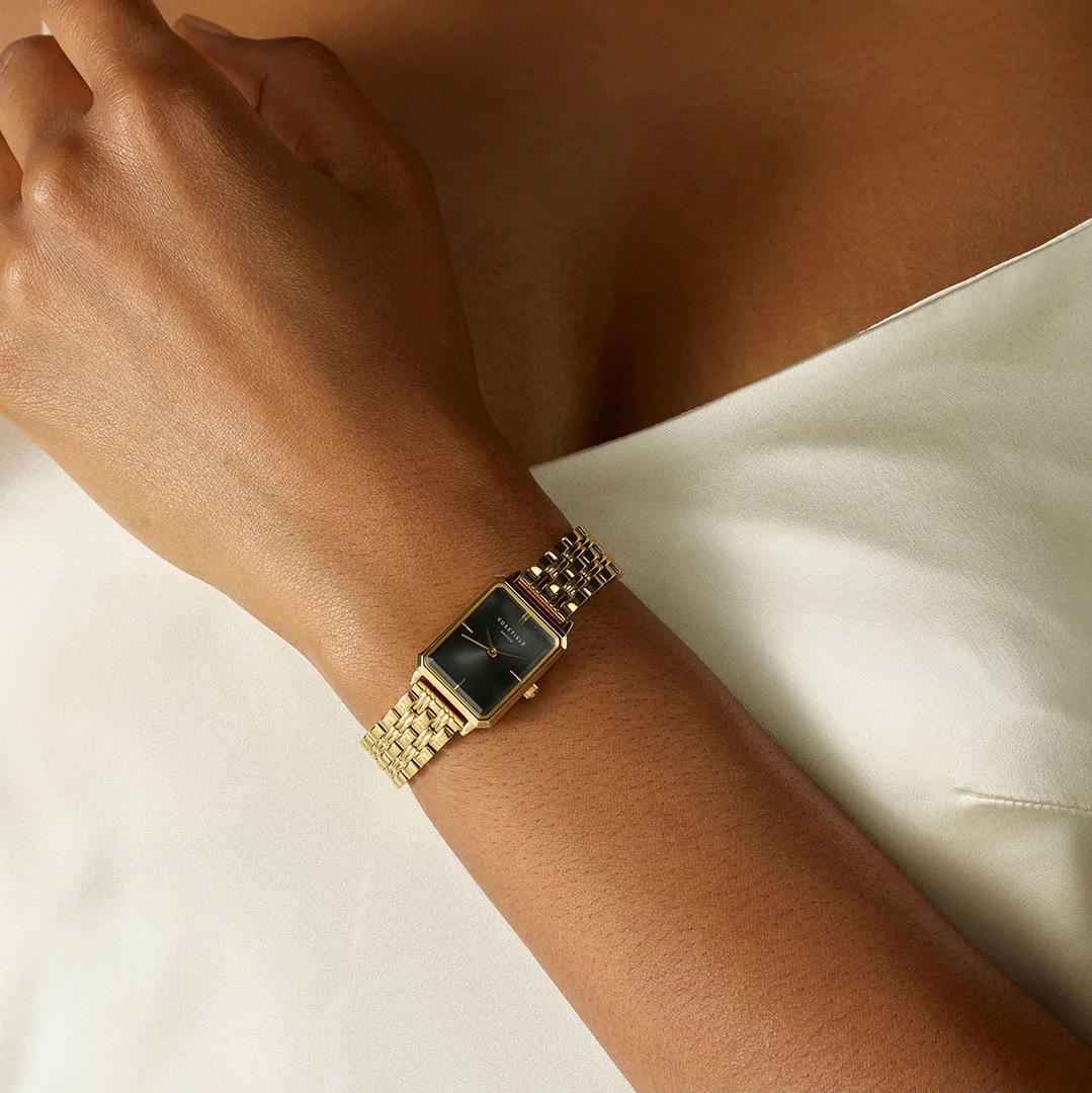 ROSEFIELD The Octagon XS Black Dial 24mm Gold Stainless Steel Bracelet OBGSG-O61 - 4