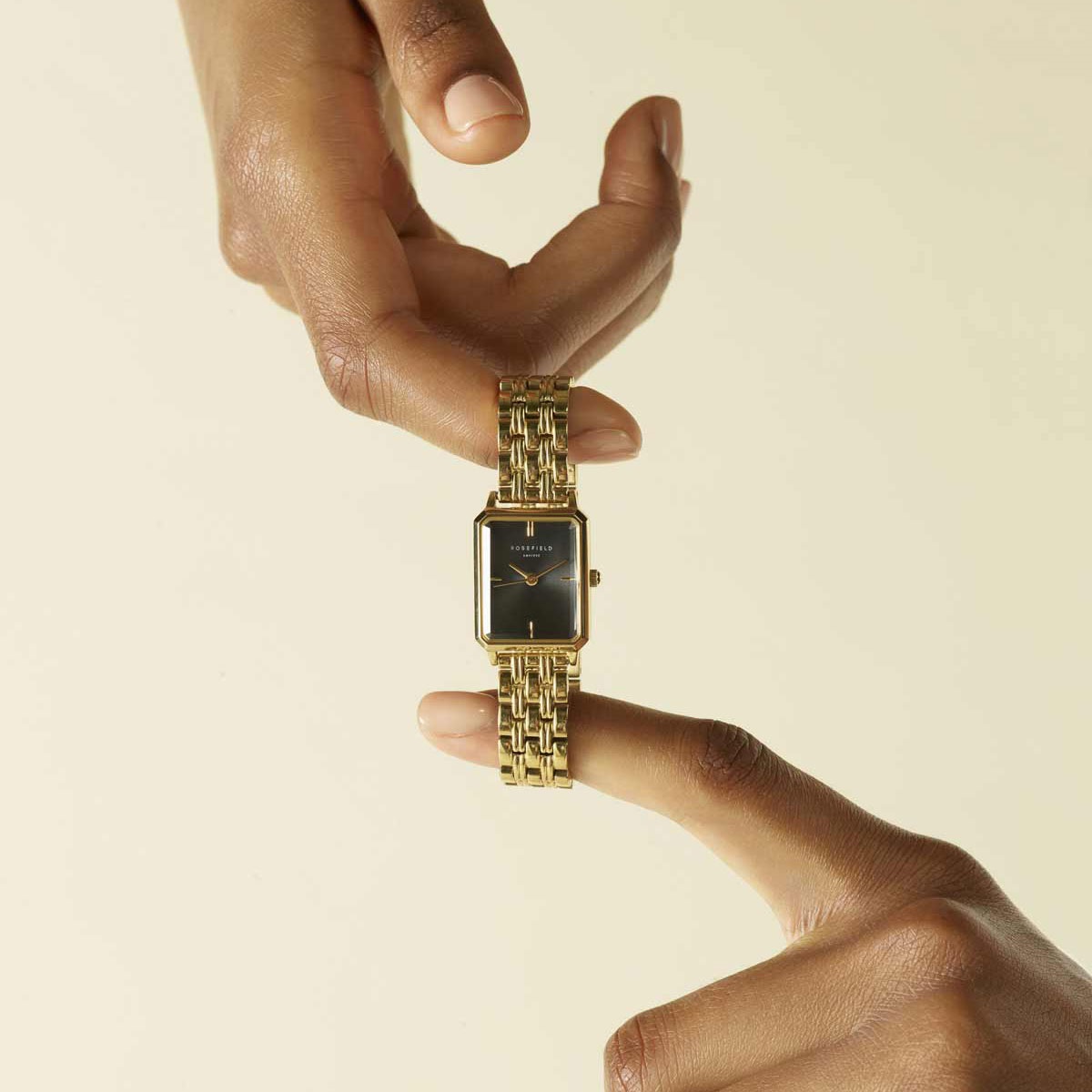 ROSEFIELD The Octagon XS Black Dial 24mm Gold Stainless Steel Bracelet OBGSG-O61 - 3