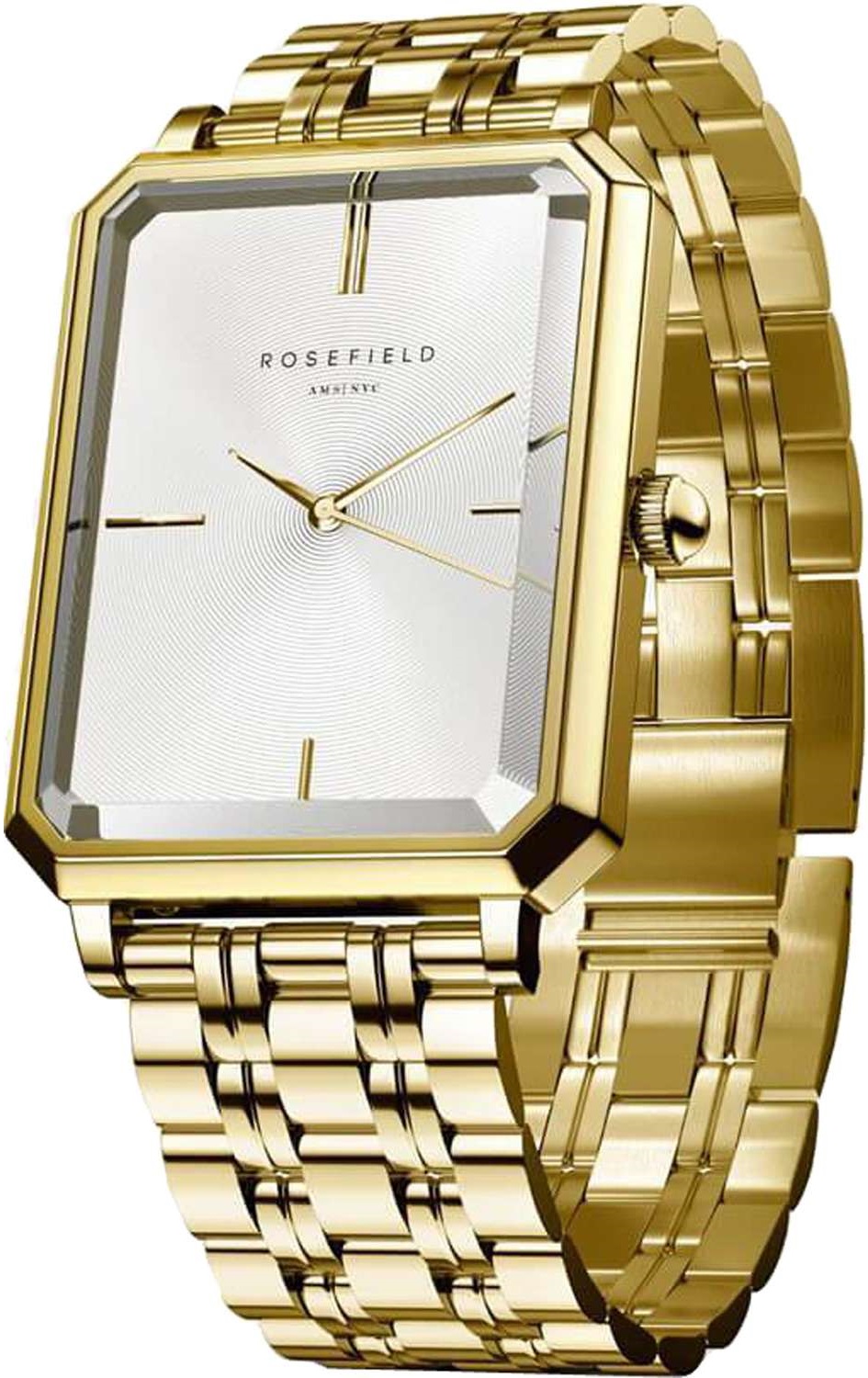 ROSEFIELD The Octagon White Sunray Dial 23x29mm Gold Stainless Steel Bracelet OCWSG-O40 - 