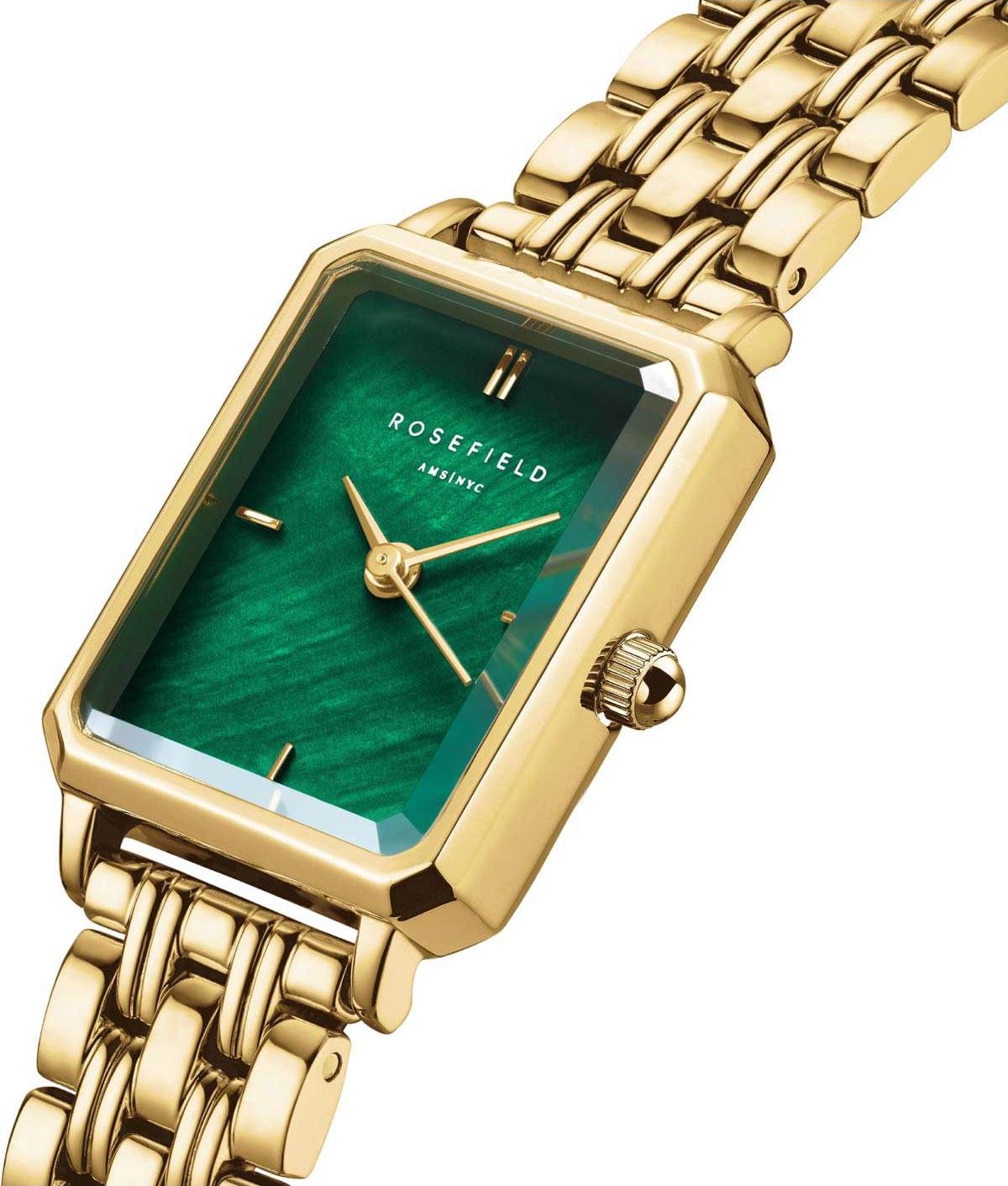 ROSEFIELD The Octagon XS Emerald Dial 19.5 x 24mm Gold Stainless Steel Bracelet OEGSG-O79 - 
