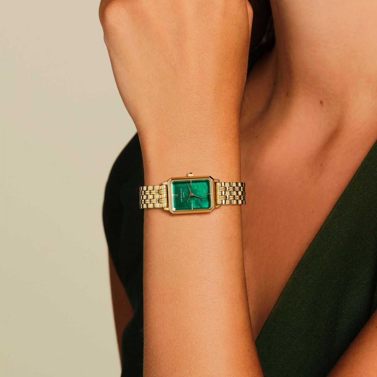 ROSEFIELD The Octagon XS Emerald Dial 19.5 x 24mm Gold Stainless Steel Bracelet OEGSG-O79 - 6