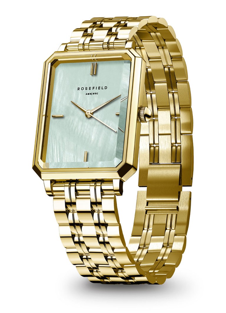 ROSEFIELD The Octagon XS Green MOP XS 19.5x24mm Gold Stainless Steel Bracelet OGGSG-O71 - 