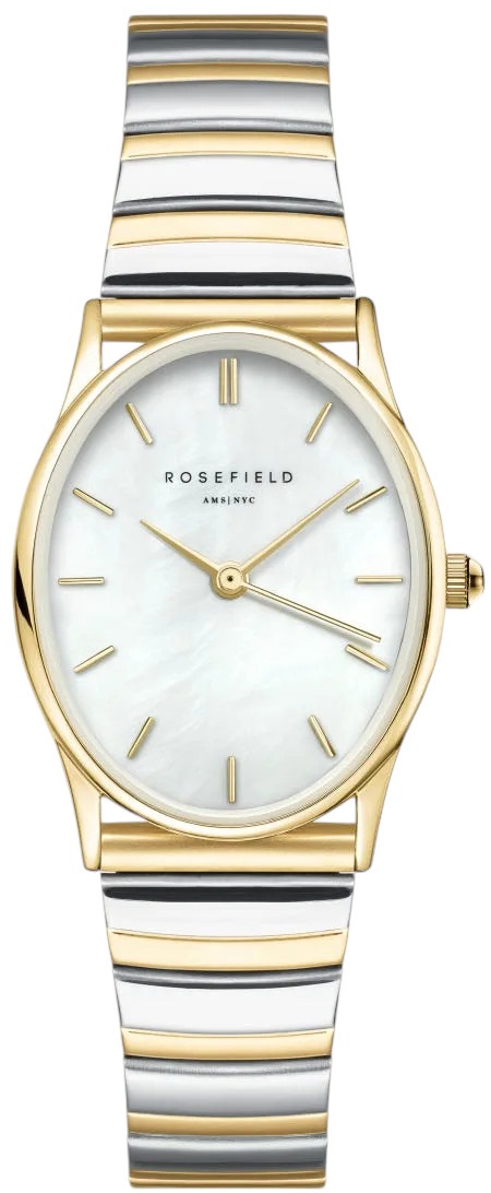 ROSEFIELD Oval Mother Of Pearl Dial 24 x 29mm Duotone Stainless Steel Bracelet OVWDSG-OV17 - 