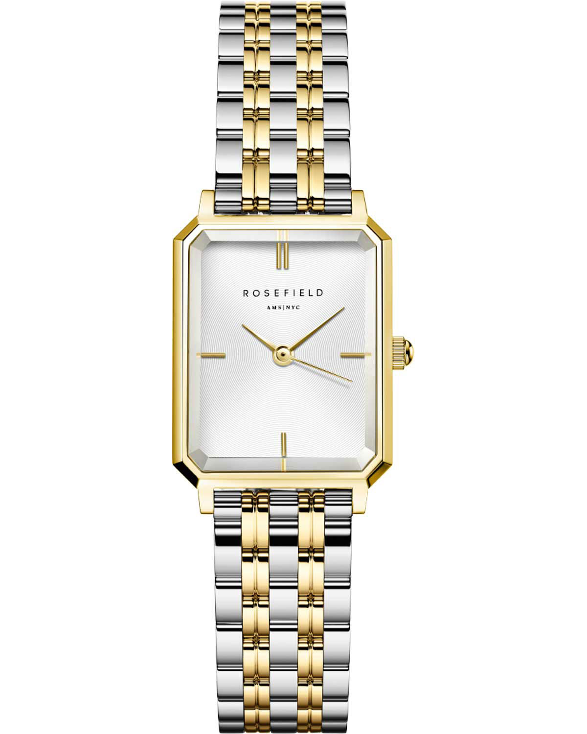 ROSEFIELD The Octagon XS White Sunray 19.5x24mm Two Tone Gold Stainless Steel Bracelet OWDSG-O62 - 
