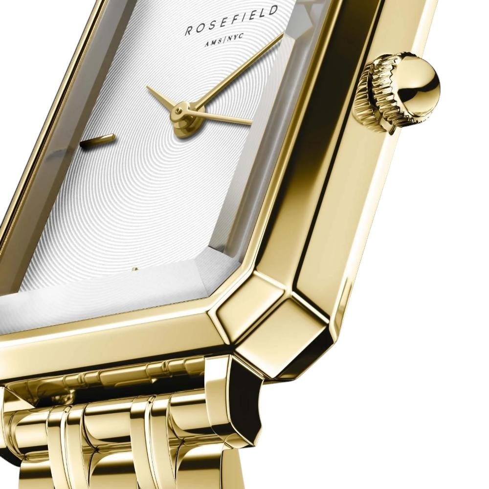 ROSEFIELD The Octagon XS White Sunray 19.5x24mm Gold Stainless Steel Bracelet OWGSG-O60 - 3