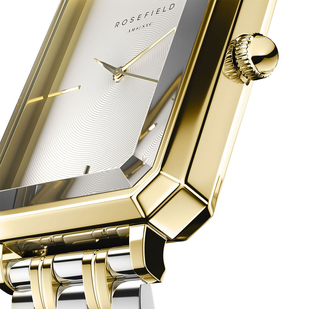 ROSEFIELD The Octagon White Sunray 23x29mm Two Tone Gold Stainless Steel Bracelet OWSSSG-O48 - 3
