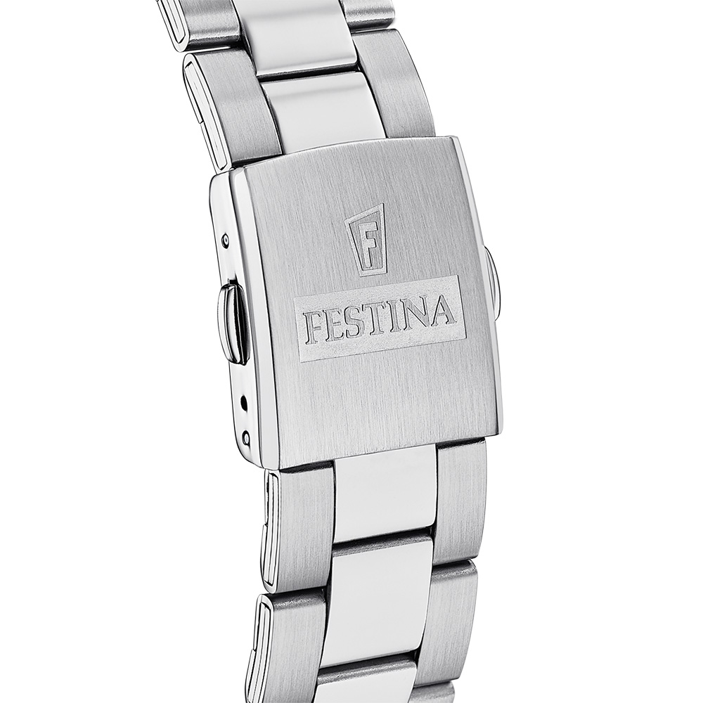 FESTINA Timeless Chronograph Blue-Silver Dial 43.5mm Silver Stainless Steel Bracelet F16820/C - 