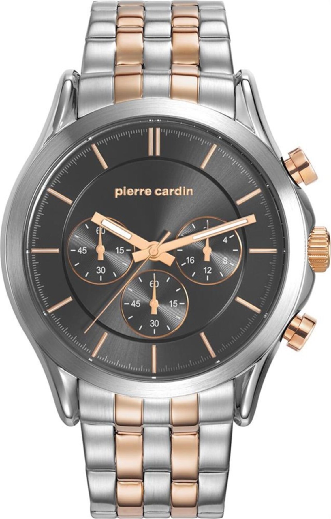 PIERRE CARDIN Olivet Chronograph 45mm Two Tone Rose Gold & Silver Stainless Steel Bracelet PC107201F07 - 
