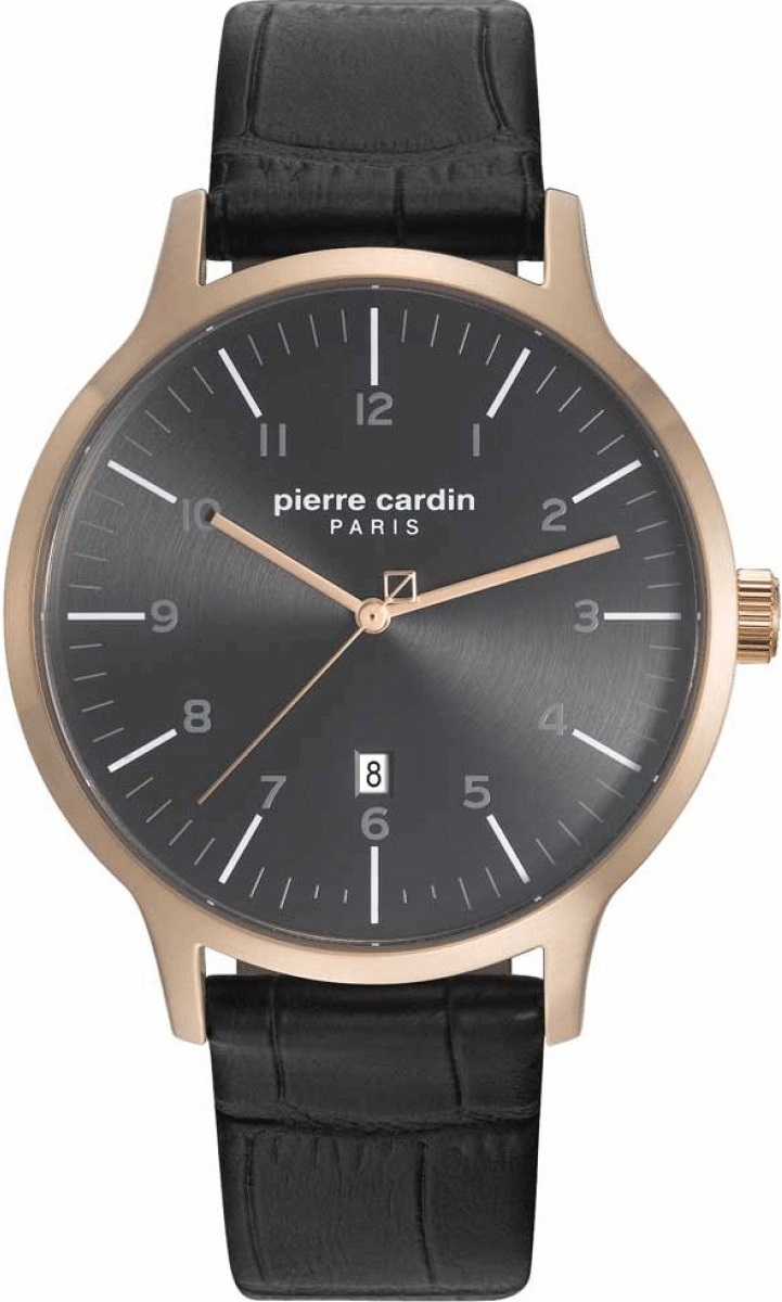 PIERRE CARDIN Lourmel Three Hands 43mm Rose Gold Stainless Steel Brown Leather Strap PC108121F03 - 