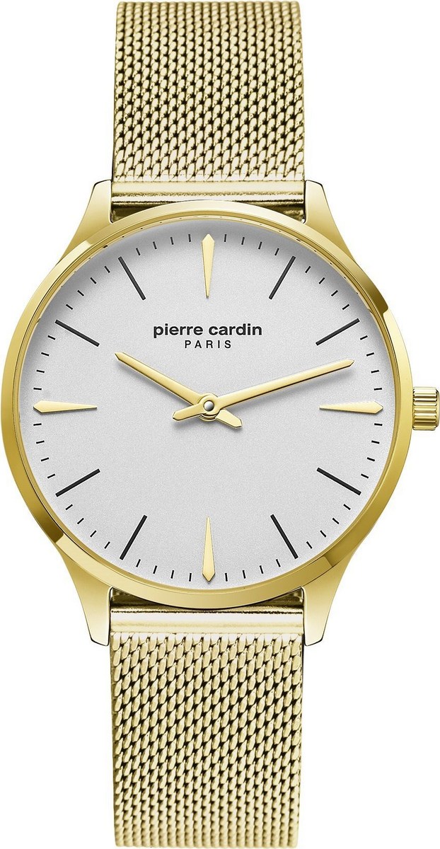 PIERRE CARDIN Les Halles Three Hands 34mm Gold Stainless Steel Mesh Bracelet PC902282F08 - 