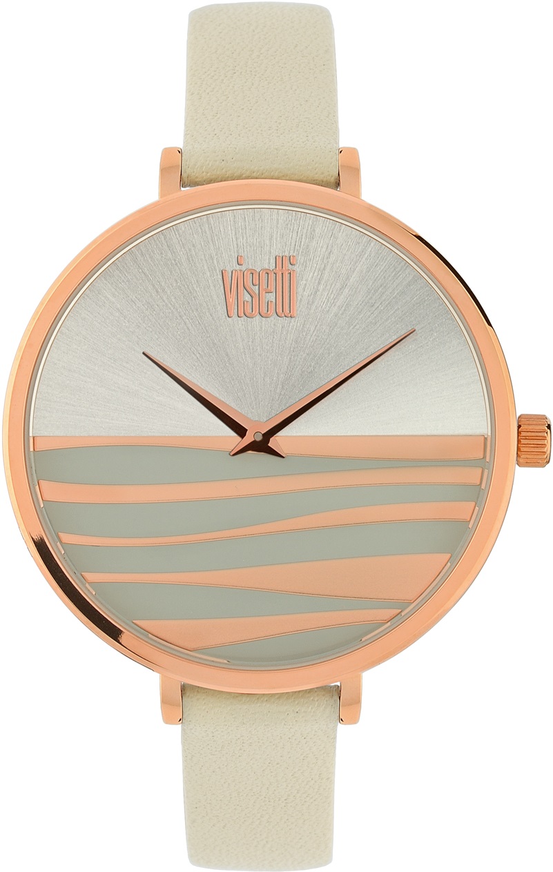 Visetti Violette Three Hands 38mm Rose Gold Stainless Steel Grey Leather Strap PE-912RI - 