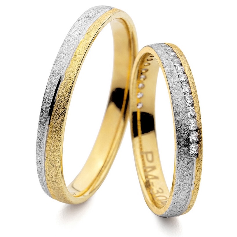 WEDDING RINGS Eros Line Al'Oro White and Yellow Gold PM-3044 - Yellow & White Gold
