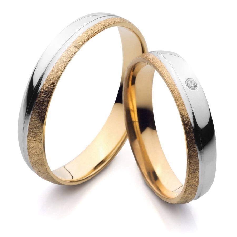 WEDDING RINGS Eros Line Al'Oro White and Yellow Gold PM-3055 - Yellow & White Gold