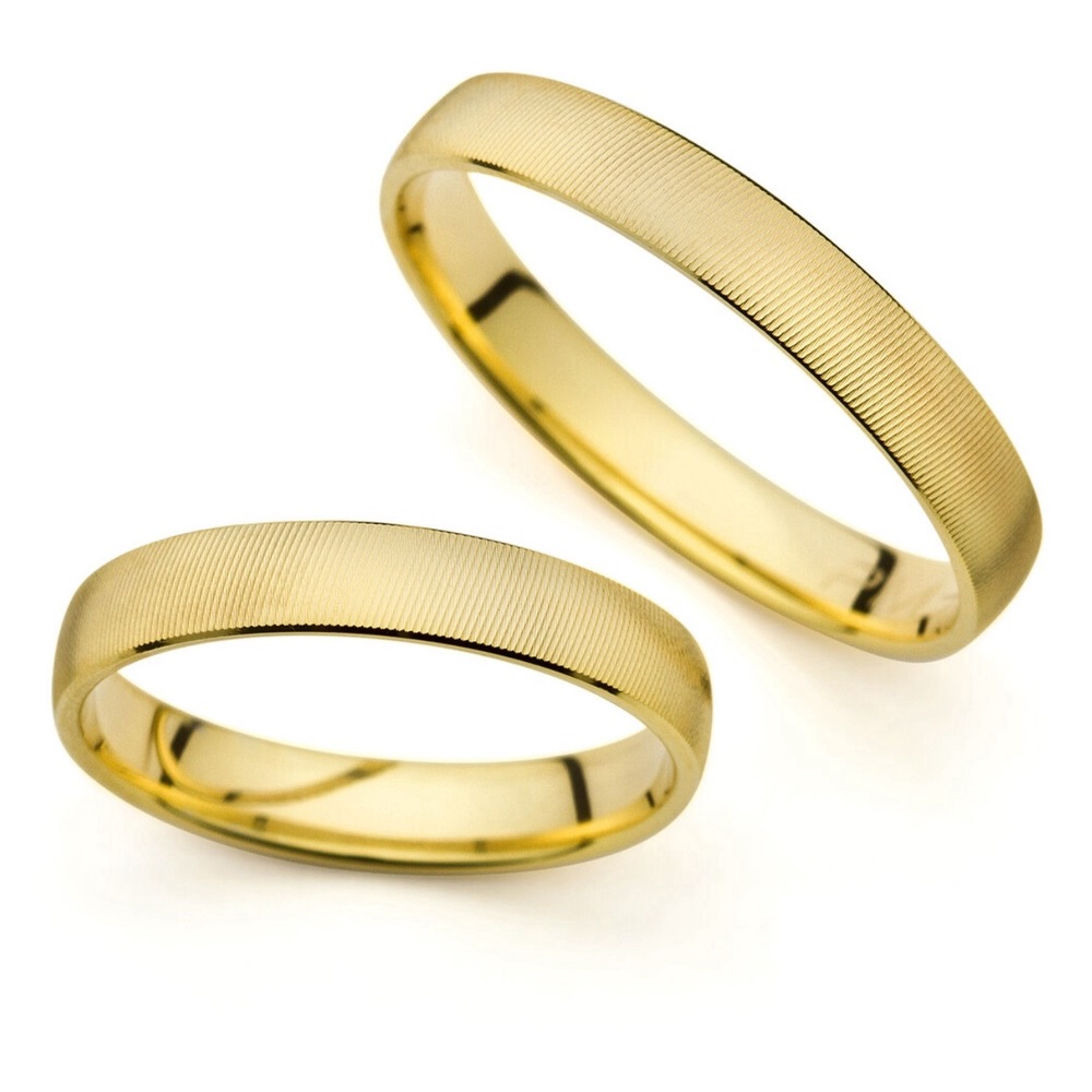 WEDDING RINGS Anaglyph Line Al'Oro Yellow Gold PM-369 - Yellow Gold