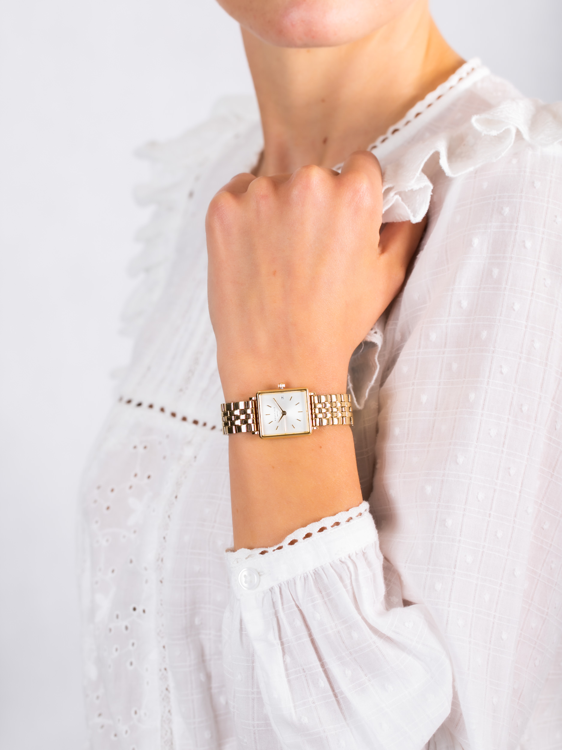 ROSEFIELD The Boxy XS White Dial 22mm Gold Stainless Steel Bracelet QMWSG-Q021 - 7