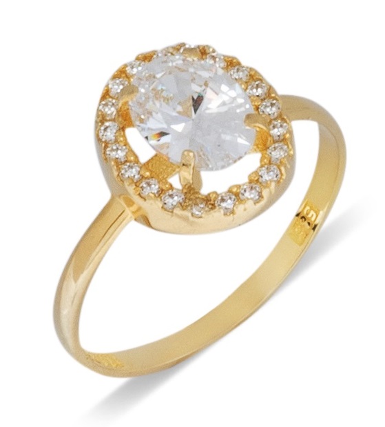 RING Rosette Yellow Gold 14K with Zircon Stones R053-Y