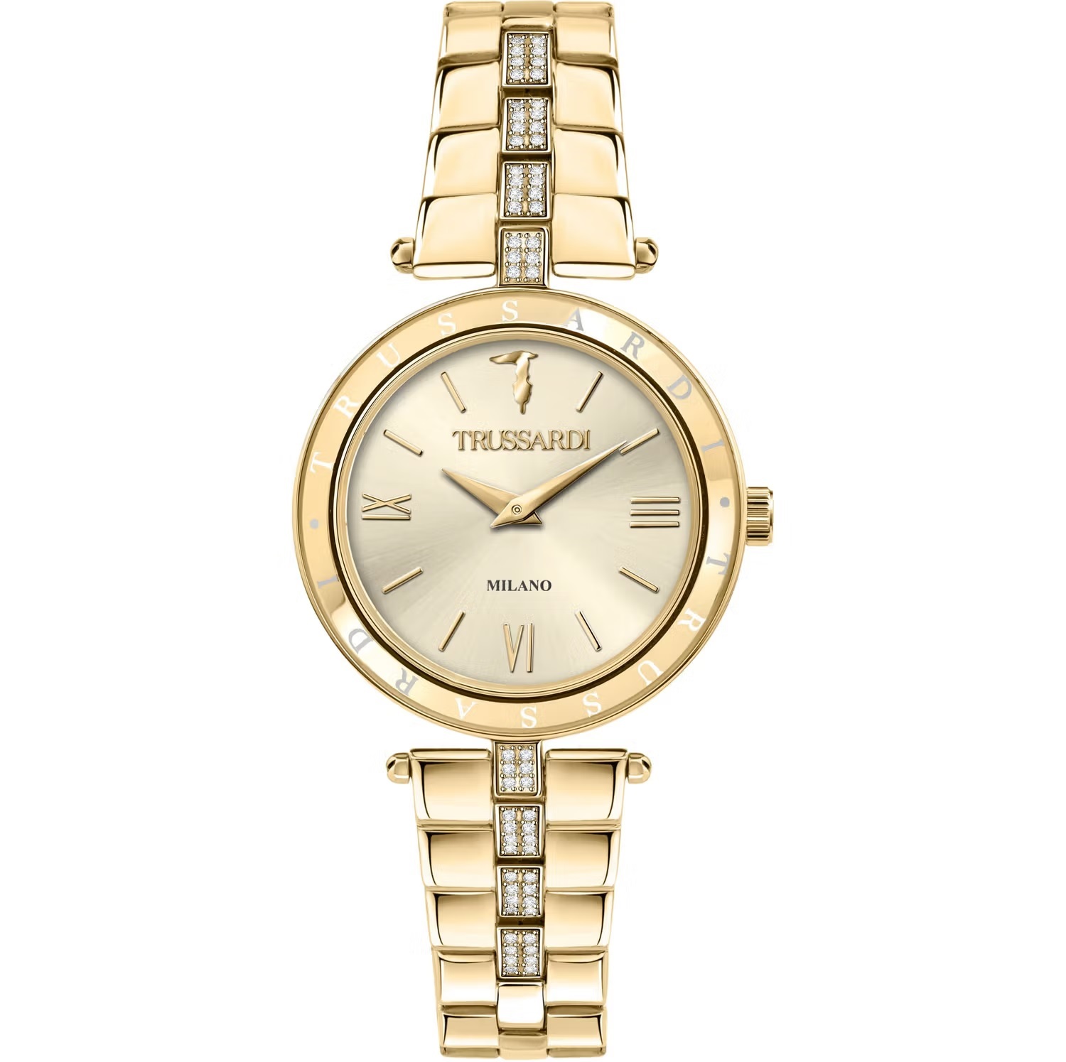 TRUSSARDI T-Shiny Crystals 34mm Gold Stainless Steel Bracelet R2453145508 - 