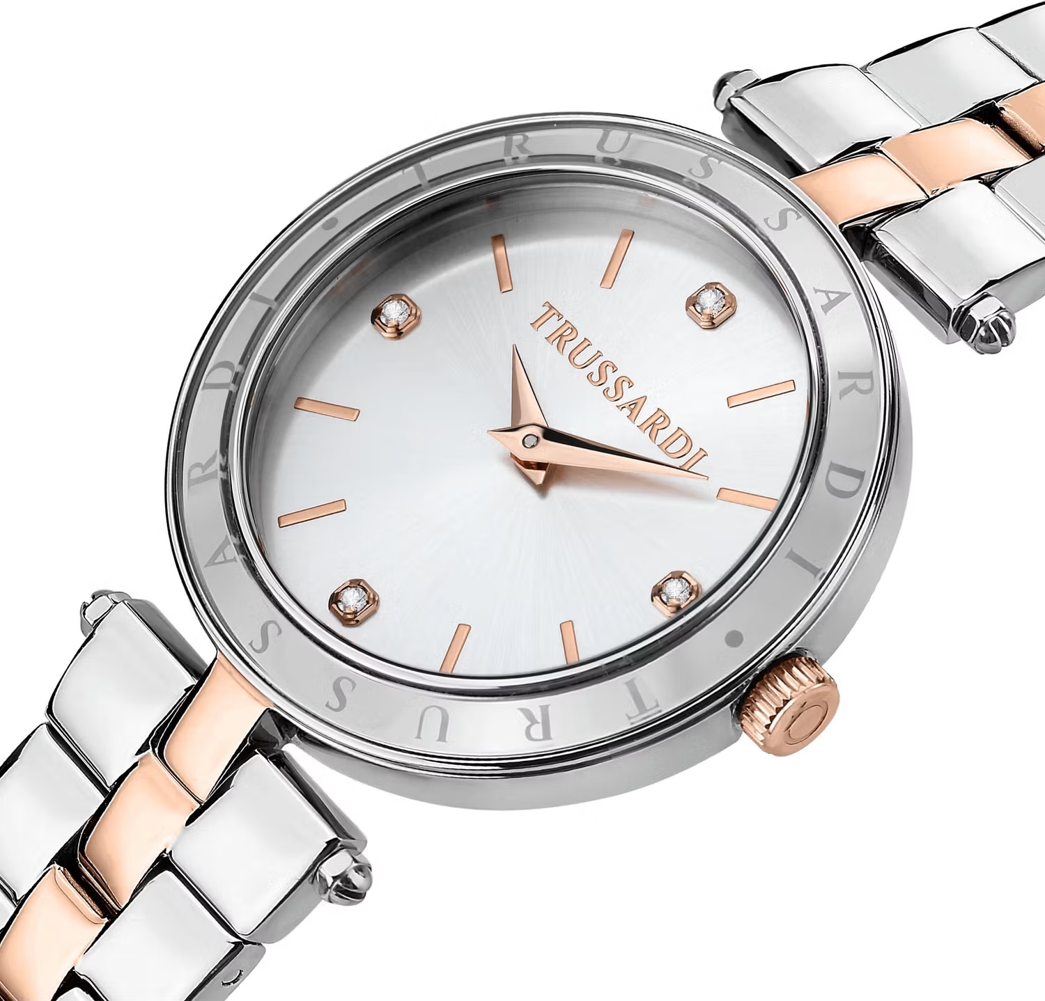 TRUSSARDI T-Shiny 34mm Silver & Rose Gold Stainless Steel Bracelet R2453145516 - 3